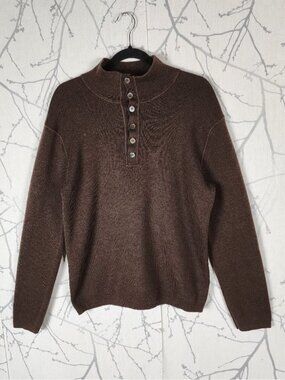 Banana Republic Brown 100% Merino Wool Henley Mockneck Sweater